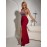 Women's Elegant Bridal Bridesmaid Dress, Sequin Embellished Split Maxi Gown, Sleeveless V-Neck, Solid Color, Polyester, No Belt, Seasonal, Adult Size, Knit Fabric