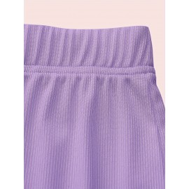 Sold Ribbed Elastic Waist Shorts, Casual Basic Shorts For Summer & Spring, Women's Clothing