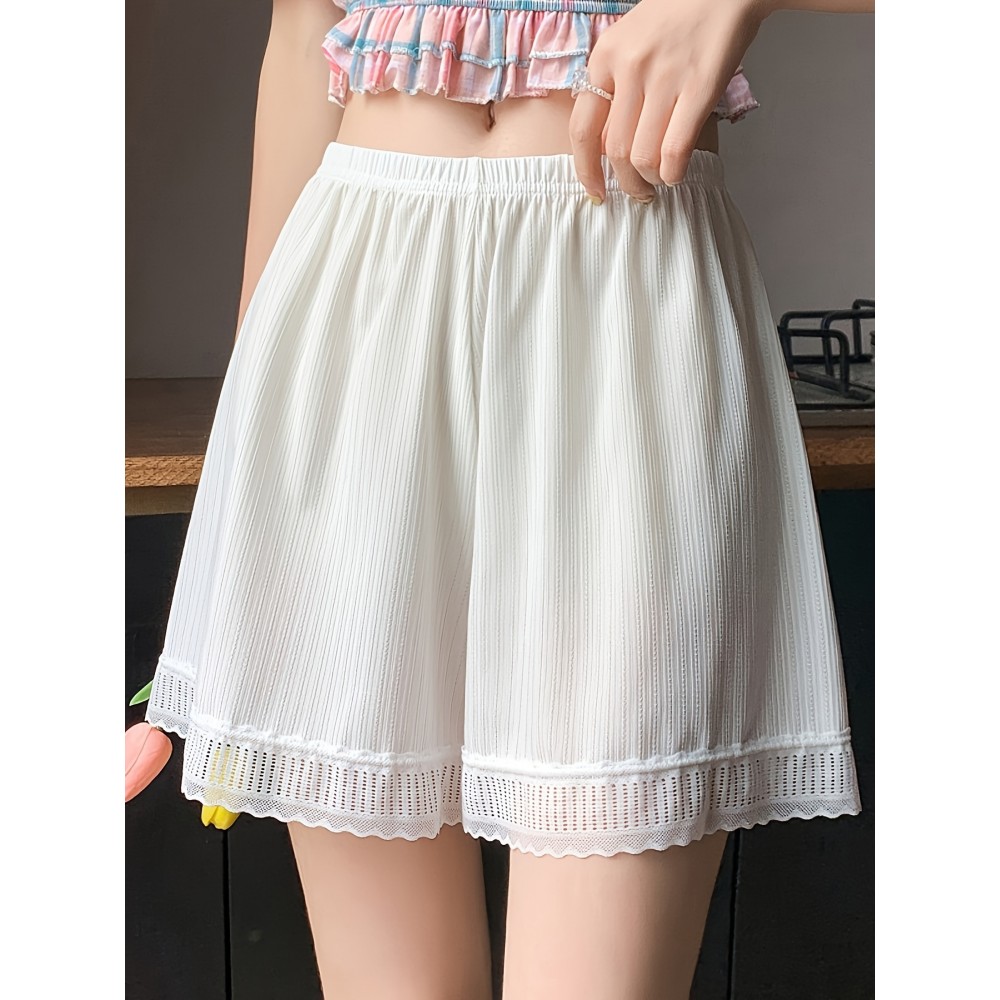 Chic Lace-Trimmed Safety Shorts for Women - Plus Size, Loose Fit, Non-See-Through, Perfect for Layering & Casual Wear Chic Lace-Trimmed Safety Shorts for Women - Plus Size, Loose Fit, Non-See-Through, Perfect for Layering & Casual Wear
