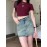 Chic High-Waist A-Line Denim Skirt with Built-In Liner - Casual, Non-Stretch, Machine Washable - Summer Fashion for Women